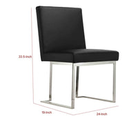 Boly 19 Inch Side Dining Chair Set of 2, Chrome Cantilever Steel Base Black - BM316974