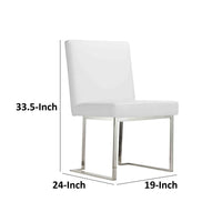 Boly 19 Inch Side Dining Chair Set of 2, Chrome Cantilever Steel Base White - BM316975