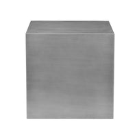 Brioni 20 Inch Tall Side End Table, Square Top, Brushed Silver Metal Frame - BM316987