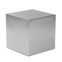 Brioni 20 Inch Tall Side End Table, Square Top, Brushed Silver Metal Frame - BM316987