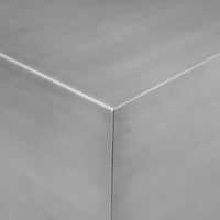 Brioni 20 Inch Tall Side End Table, Square Top, Brushed Silver Metal Frame - BM316987