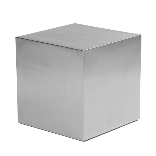 Brioni 20 Inch Tall Side End Table, Square Top, Brushed Silver Metal Frame - BM316987