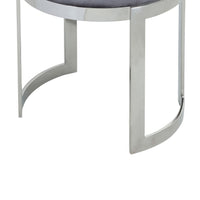 Niyo 19 Inch Accent Stool, Cushioned Gray Velvet Seat, Silver Metal Frame - BM316994