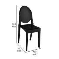 Temmy 20 Inch Set of 4 Dining Chairs, Round Back, Modern Black Acrylic - BM316998