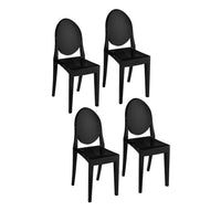 Temmy 20 Inch Set of 4 Dining Chairs, Round Back, Modern Black Acrylic - BM316998