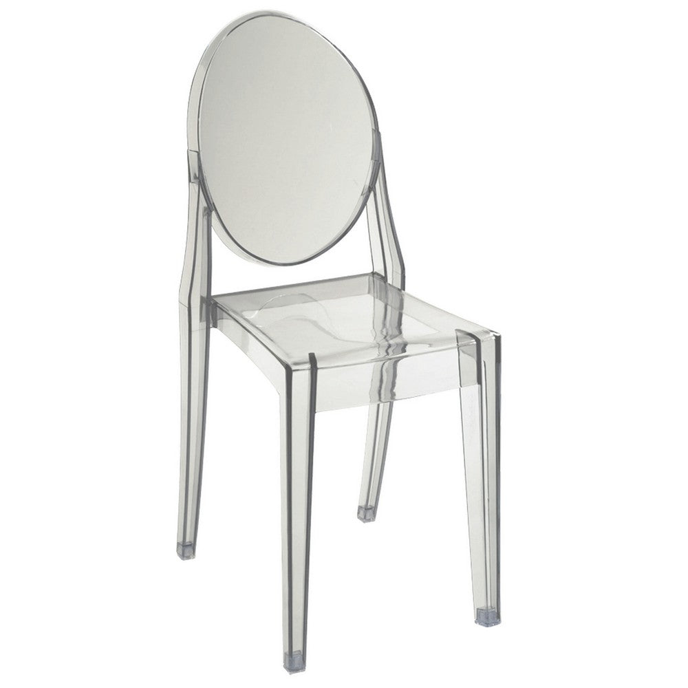 Temmy 20 Inch Set of 4 Dining Chairs, Round Back, Modern Clear Acrylic  - BM316999