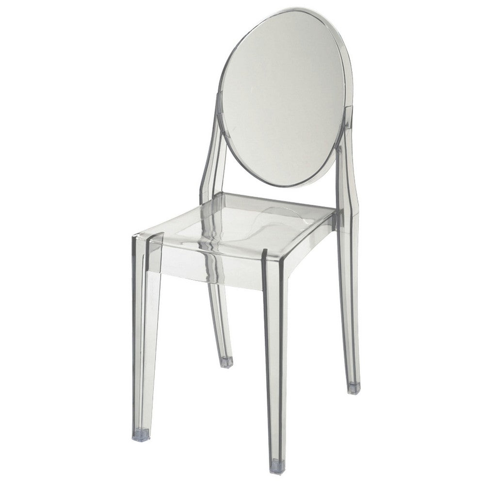 Temmy 20 Inch Set of 4 Dining Chairs, Round Back, Modern Clear Acrylic  - BM316999