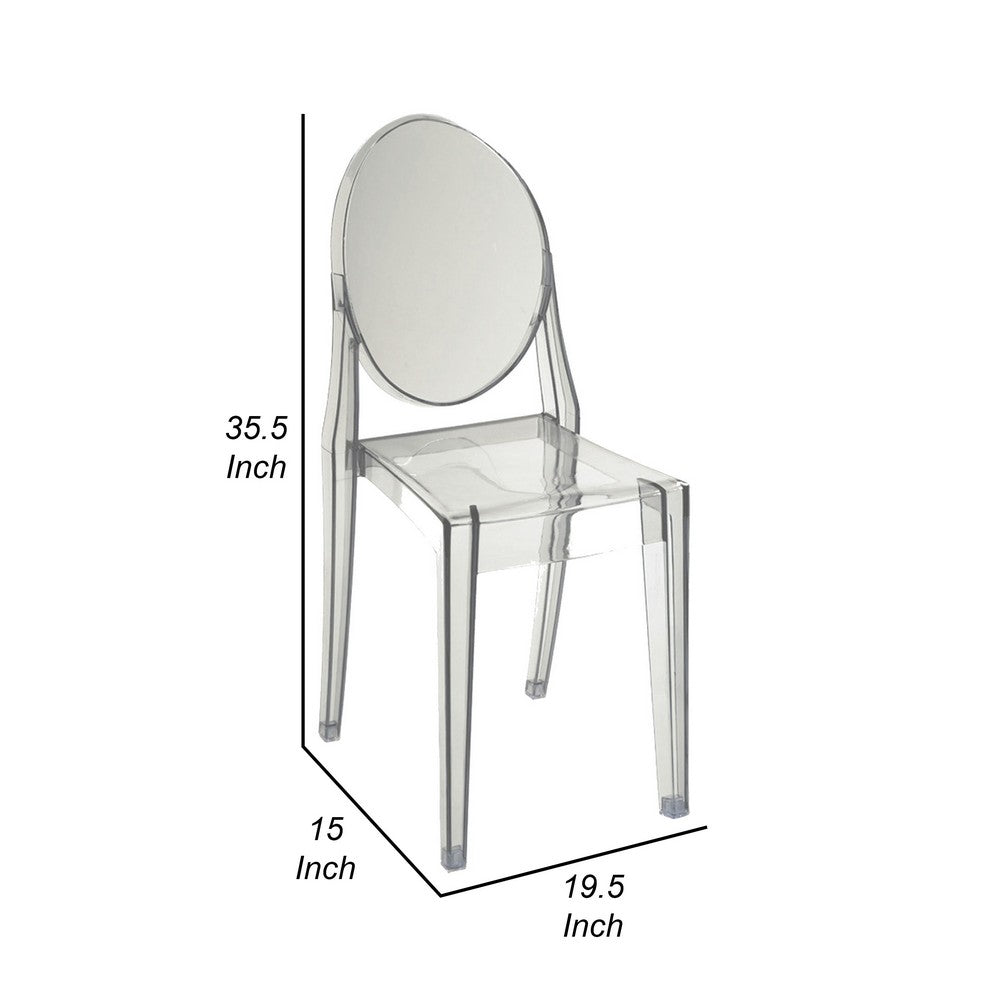 Temmy 20 Inch Set of 4 Dining Chairs, Round Back, Modern Clear Acrylic  - BM316999