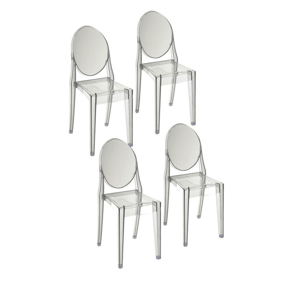 Temmy 20 Inch Set of 4 Dining Chairs, Round Back, Modern Clear Acrylic  - BM316999