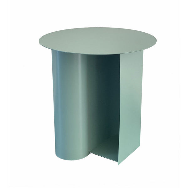 Rati 19 Inch Side End Table with Magazine Rack, Round Top, Green Finish - BM317002