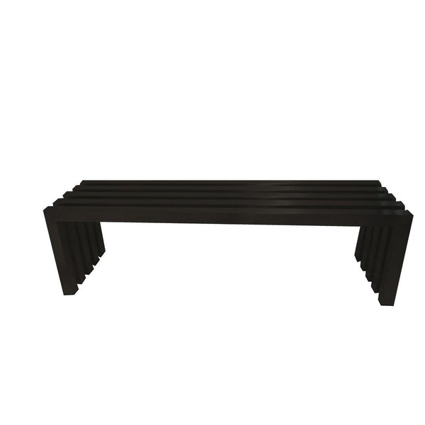 Namo 58 Inch Accent Bench, Modern Slatted Design, Rectangular, Black Steel - BM317015