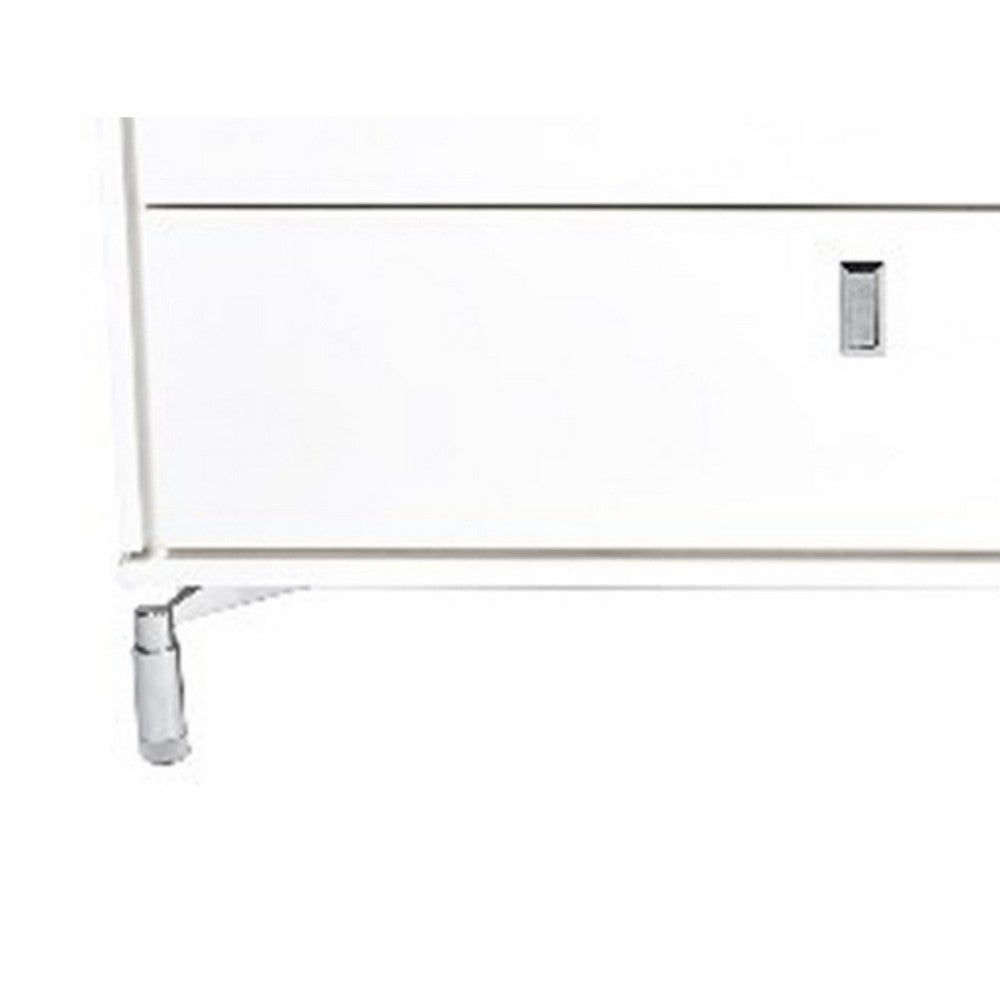 Ida 60 Inch TV Entertainment Console, Drawer, Pull Down Door, White Lacquer - BM317018