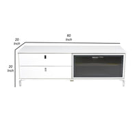 Ida 60 Inch TV Entertainment Console, Drawer, Pull Down Door, White Lacquer - BM317018