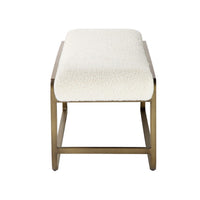 Loer 54 Inch Modern Accent Bench, Ivory Boucle Upholstery, Sled Brass Legs - BM317022