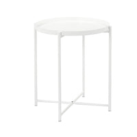 Ely 21 Inch Side End Table, White Round Tray Top, Modern Open Metal Frame - BM317032