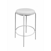 Neni 30 Inch Barstool Set of 2, Round Cushioned Seat, White Faux Leather - BM317039