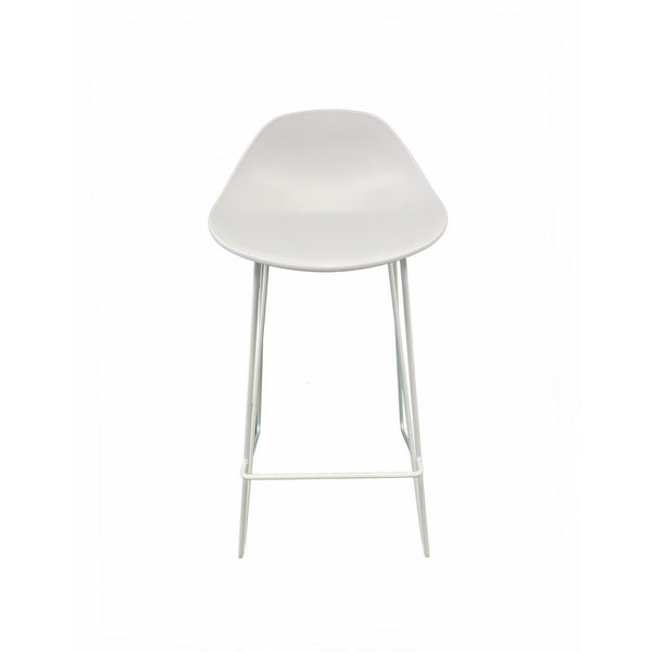 Bert 30 Inch Barstool Chair Set of 2, Low Back, Geometric White Metal - BM317044