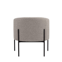 Mae 29 Inch Accent Armchair, Barrel, Gray Boucle Upholstery, Black Metal - BM317045