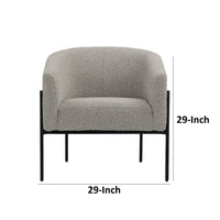 Mae 29 Inch Accent Armchair, Barrel, Gray Boucle Upholstery, Black Metal - BM317045