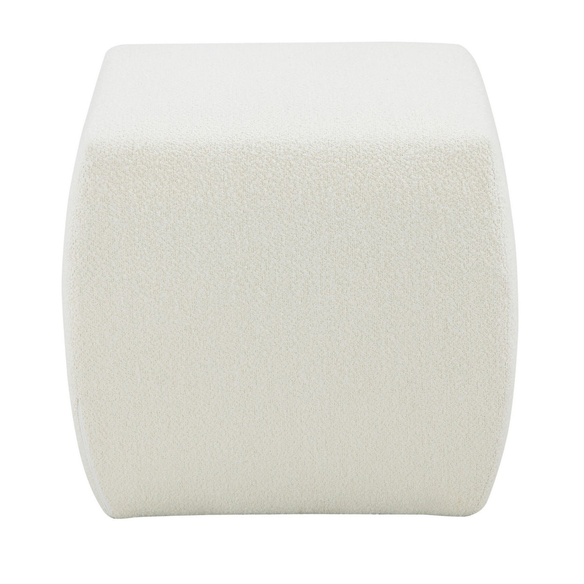 Kay 18 Inch Modern Ottoman, Plush Cubic Tufted, White Boucle Upholstery - BM317048