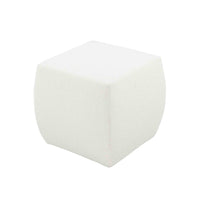 Kay 18 Inch Modern Ottoman, Plush Cubic Tufted, White Boucle Upholstery - BM317048