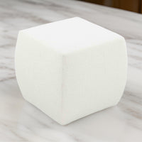 Kay 18 Inch Modern Ottoman, Plush Cubic Tufted, White Boucle Upholstery - BM317048