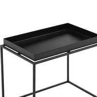 Bixy 24 Inch Side End Table, Black Tray Top, Open Cubic Metal Frame - BM317055