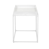 Bixy 24 Inch Side End Table, White Tray Top, Open Cubic Metal Frame - BM317056