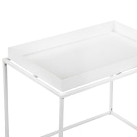 Bixy 24 Inch Side End Table, White Tray Top, Open Cubic Metal Frame - BM317056