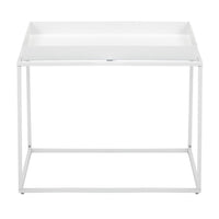 Bixy 24 Inch Side End Table, White Tray Top, Open Cubic Metal Frame - BM317056