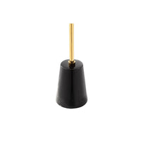 Frank 12 Inch Drink Side End Table, Gold Top, Black Marble Solid Cone Base - BM317057