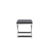 Sovi 20 Inch Accent Stool Ottoman, X Shape Steel Legs, Charcoal Gray - BM317063