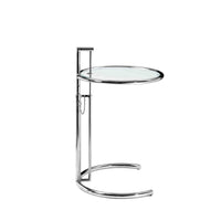 Deko Side Table, 28-39 Inch Adjustable Height, Round Glass Top, Chrome - BM317072