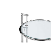 Deko Side Table, 28-39 Inch Adjustable Height, Round Glass Top, Chrome - BM317072