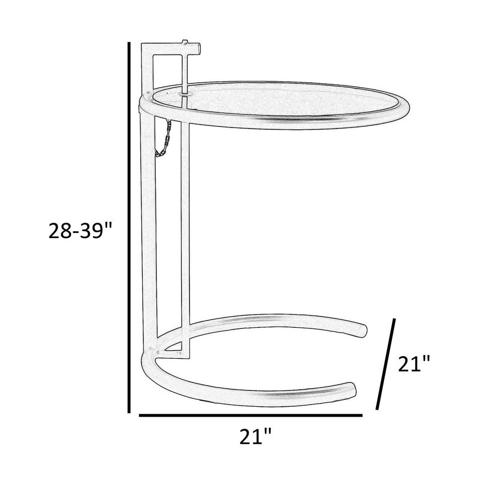 Deko Side Table, 28-39 Inch Adjustable Height, Round Glass Top, Chrome - BM317072