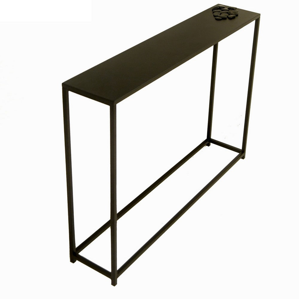 Eme 38 Inch Console Sofa Table, Rectangular Top, Modern Black Metal Frame - BM317075