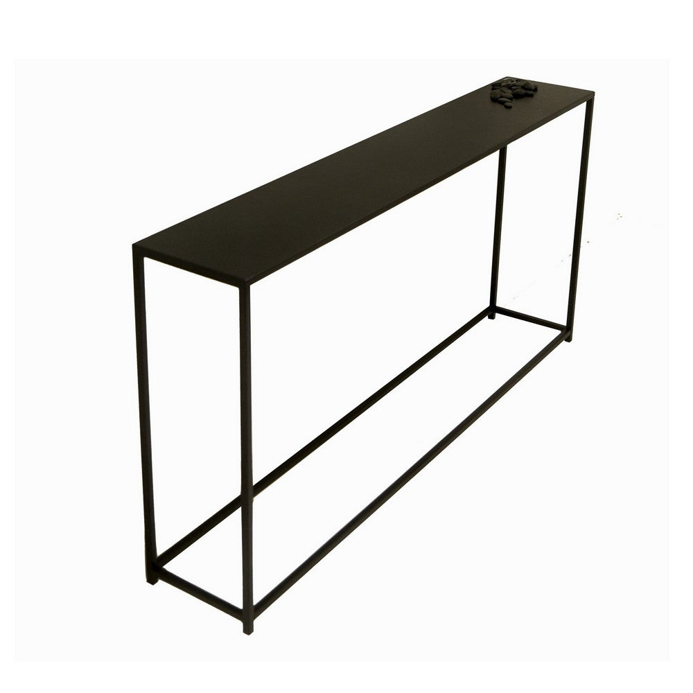 Eme 56 Inch Console Sofa Table, Rectangular Top, Modern Black Metal Frame - BM317076