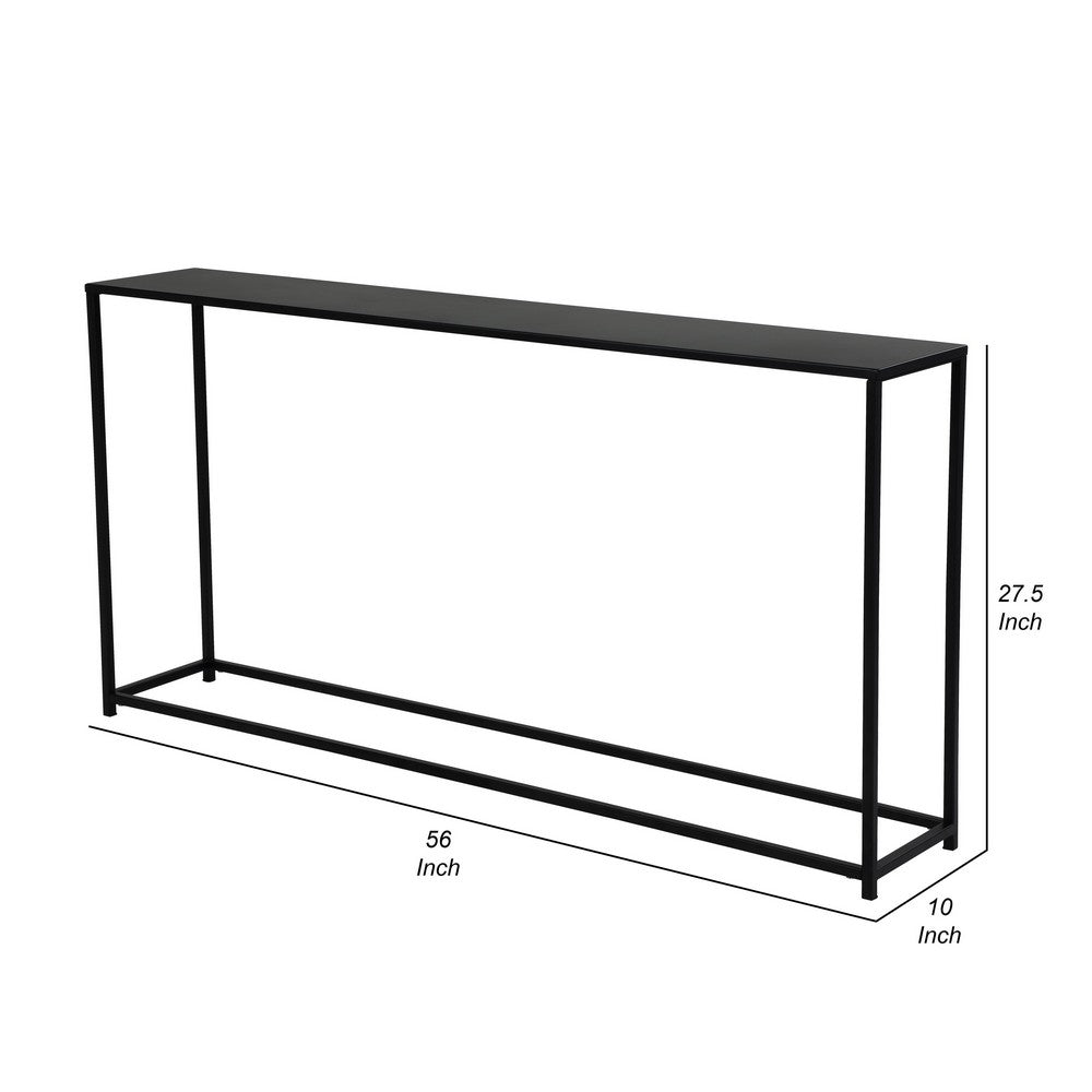 Eme 56 Inch Console Sofa Table, Rectangular Top, Modern Black Metal Frame - BM317076