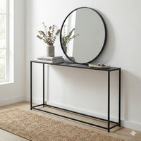 Eme 56 Inch Console Sofa Table, Rectangular Top, Modern Black Metal Frame - BM317076