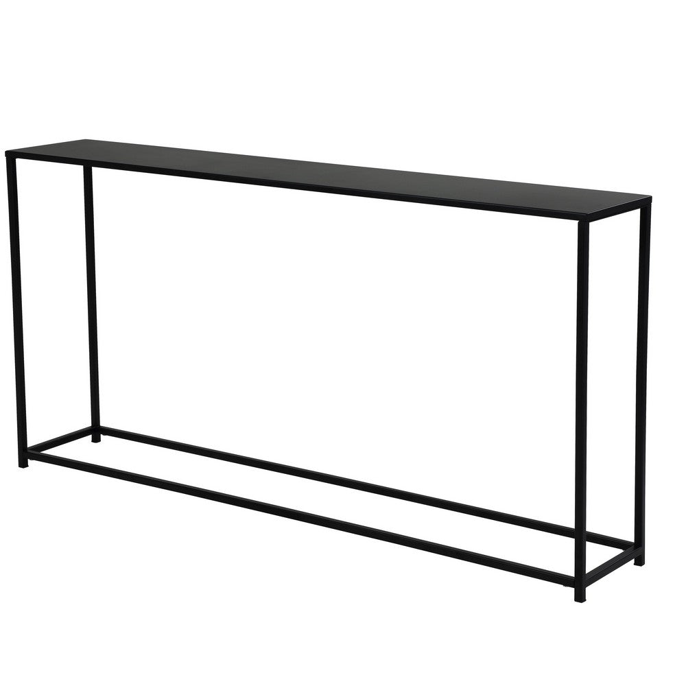 Eme 56 Inch Console Sofa Table, Rectangular Top, Modern Black Metal Frame - BM317076