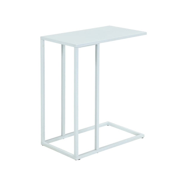 Eme 23 Inch Side End Table, Rectangular Tray Top, Modern White Metal Frame - BM317078