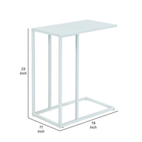 Eme 23 Inch Side End Table, Rectangular Tray Top, Modern White Metal Frame - BM317078