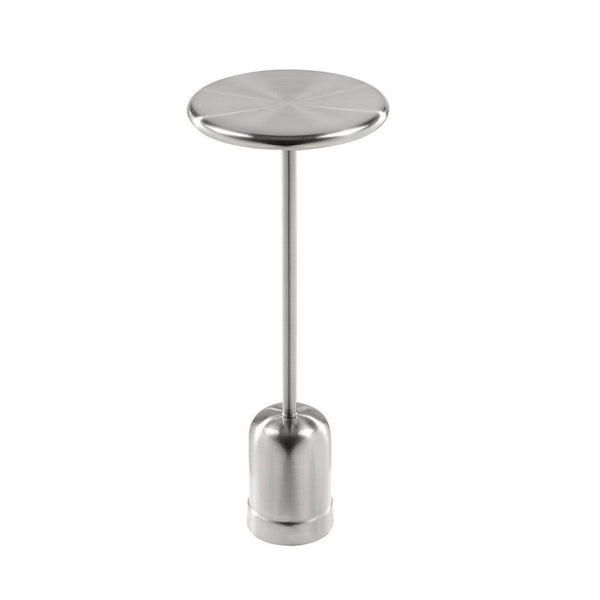 Mars 8" Side End Drink Table, Round, Cone Tapered Base, Silver  - BM317079