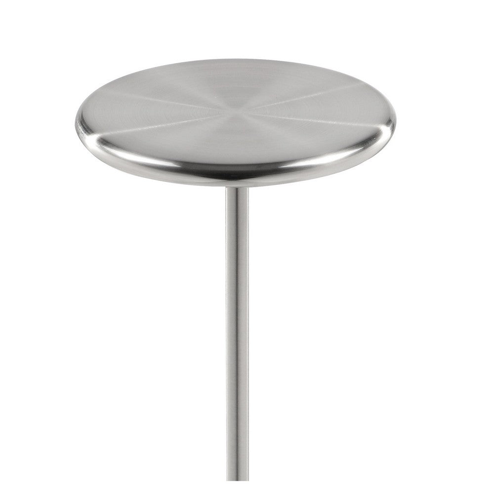 Mars 8" Side End Drink Table, Round, Cone Tapered Base, Silver  - BM317079