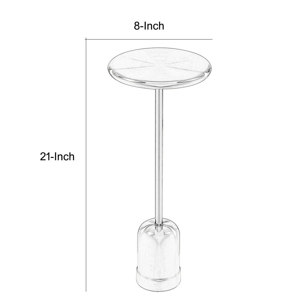 Mars 8" Side End Drink Table, Round, Cone Tapered Base, Silver  - BM317079