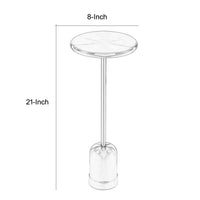 Mars 8" Side End Drink Table, Round, Cone Tapered Base, Silver  - BM317079