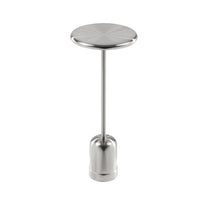 Mars 8" Side End Drink Table, Round, Cone Tapered Base, Silver  - BM317079