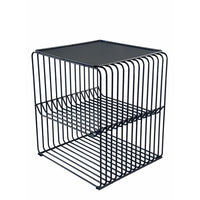 20 Inch Tall Side End Table, 2 Shelves, Square Top, Black Metal Wire Frame - BM317084