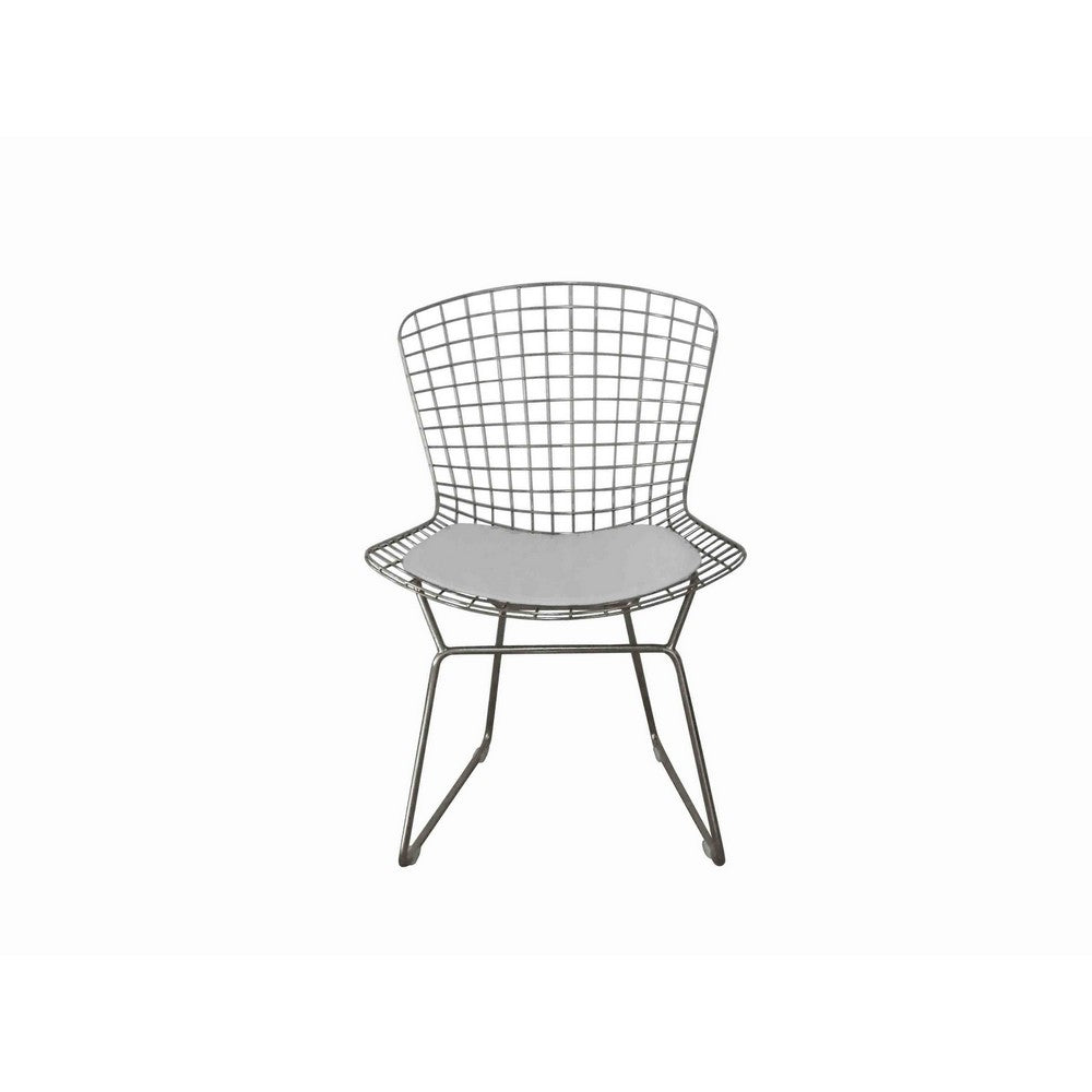 Hely 23 Inch Dining Chair Set of 2, Wire Mesh, Cushioned, Sled Base, Black - BM317088