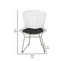 Hely 23 Inch Dining Chair Set of 2, Wire Mesh, Cushioned, Sled Base, Black - BM317088